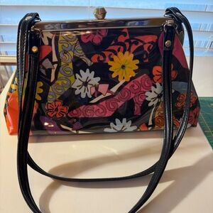 Vintage Colorful Floral Women's kisslock frame bag boho patent style